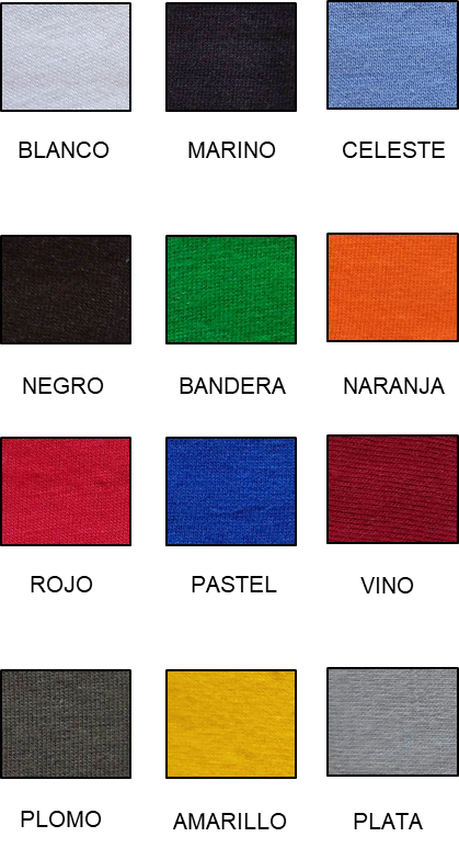 Carta de colores para poleras